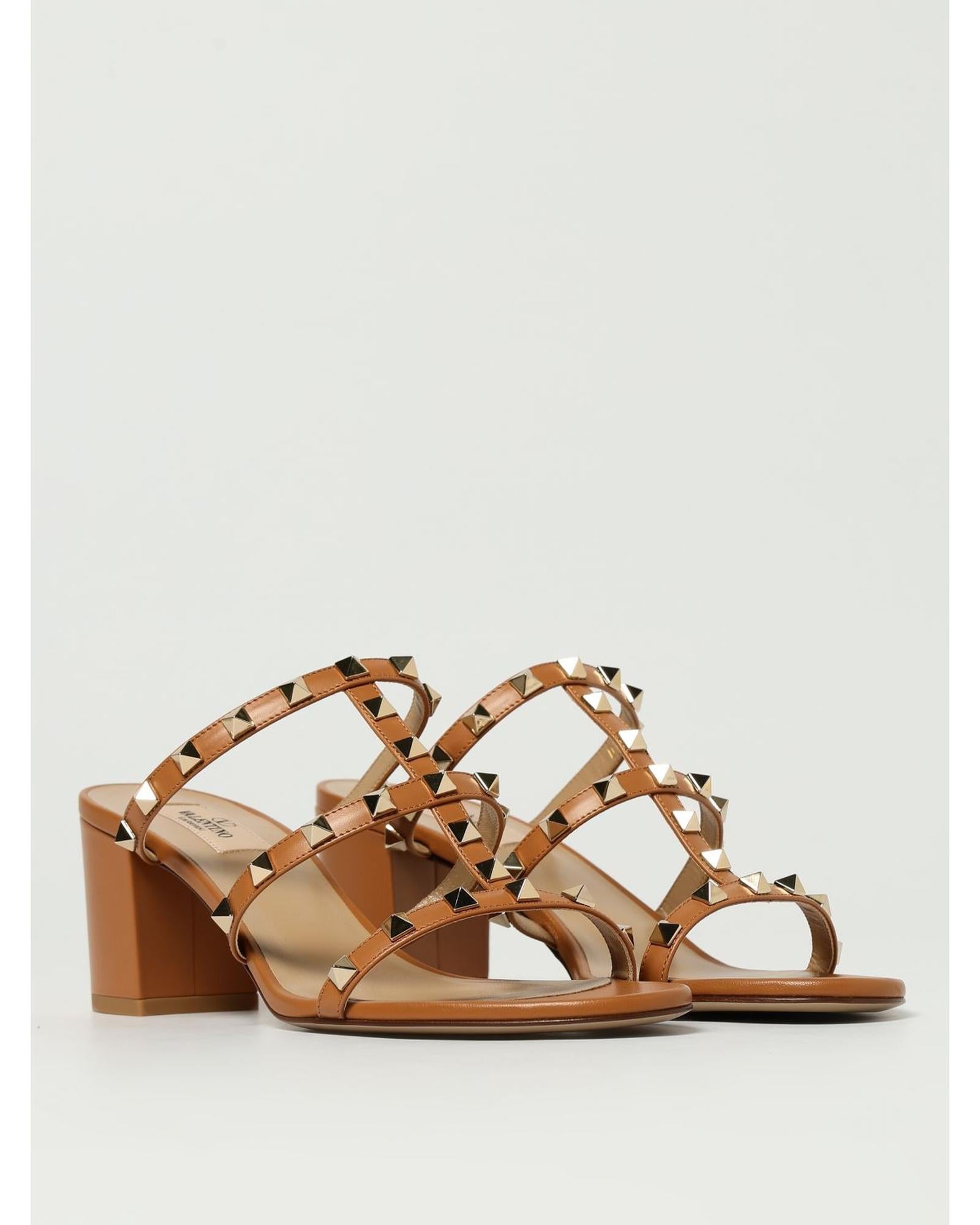 Valentino Garavani Rockstud Mules Heeled Sandal Women Leather