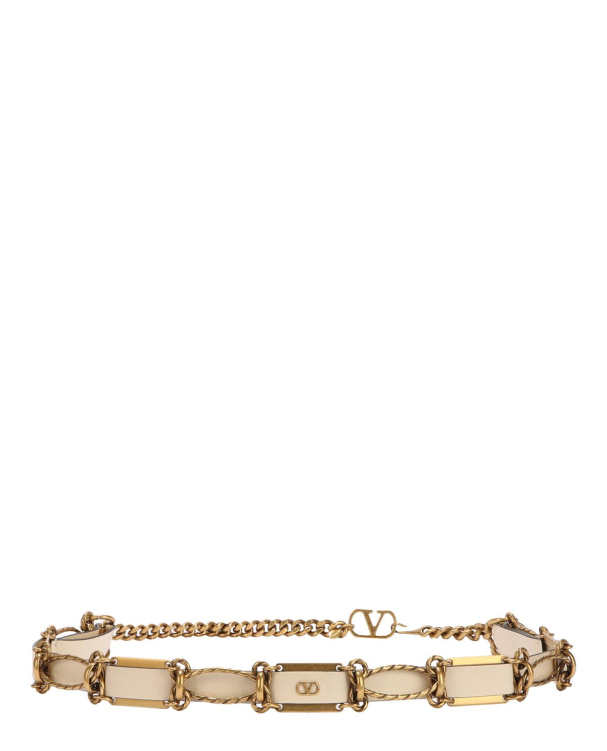 Valentino Valentino Womens Chain-Link Leather Belt