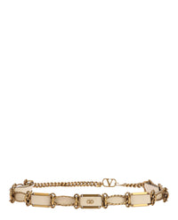 Valentino Valentino Womens Chain-Link Leather Belt