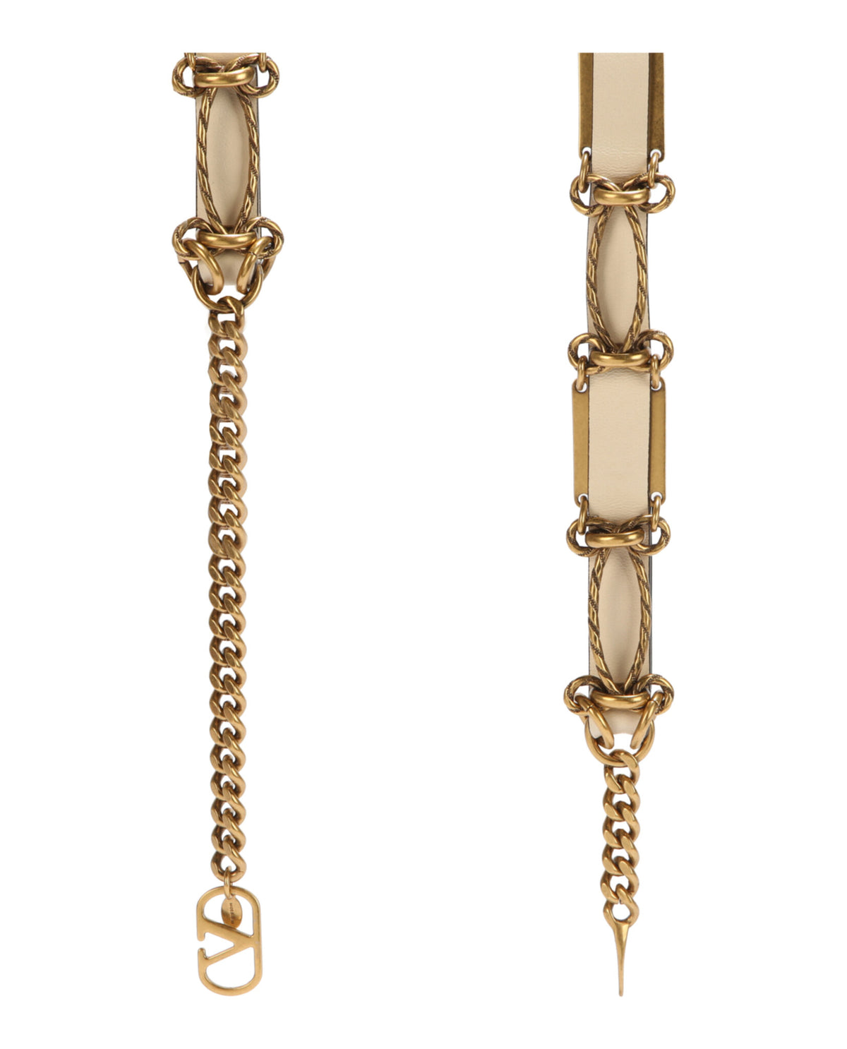 Valentino Valentino Womens Chain-Link Leather Belt
