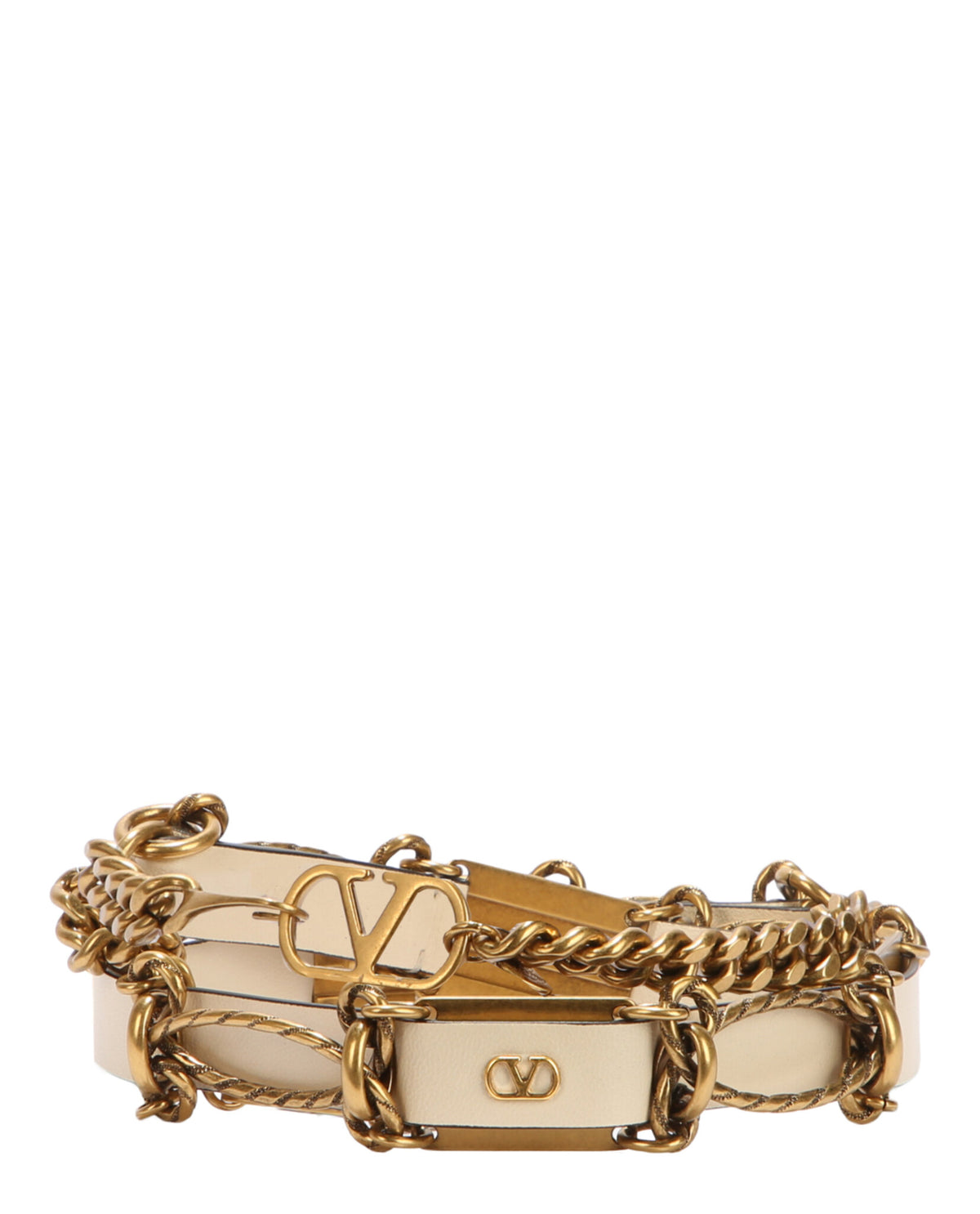 Valentino Valentino Womens Chain-Link Leather Belt