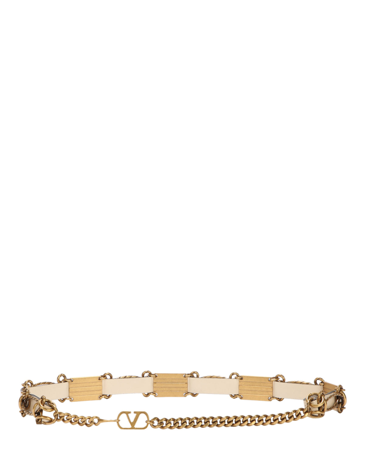 Valentino Valentino Womens Chain-Link Leather Belt