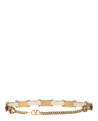 Valentino Valentino Womens Chain-Link Leather Belt