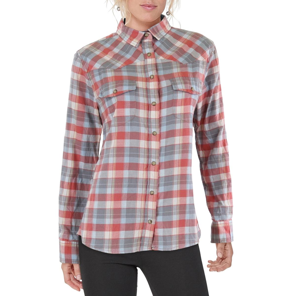 Womens Collar Long Sleeve Button-Down Top