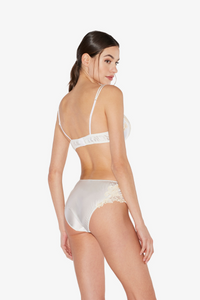 La Perla White Silk Medium Briefs With Frastaglio Cfi0019229