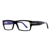 Tom Ford Eyeglasses Rectangle Full Rim, Striped Dark Brown Frame and Clear Blue Light Block Lens FT5835-B050