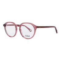 Chloe Eyeglasses Square Full Rim, Transparent Pink Frame and Clear Demo Lens Lens CH0012O006