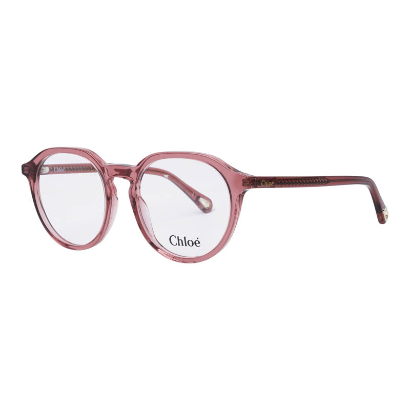 Chloe Eyeglasses Square Full Rim, Transparent Pink Frame and Clear Demo Lens Lens CH0012O006
