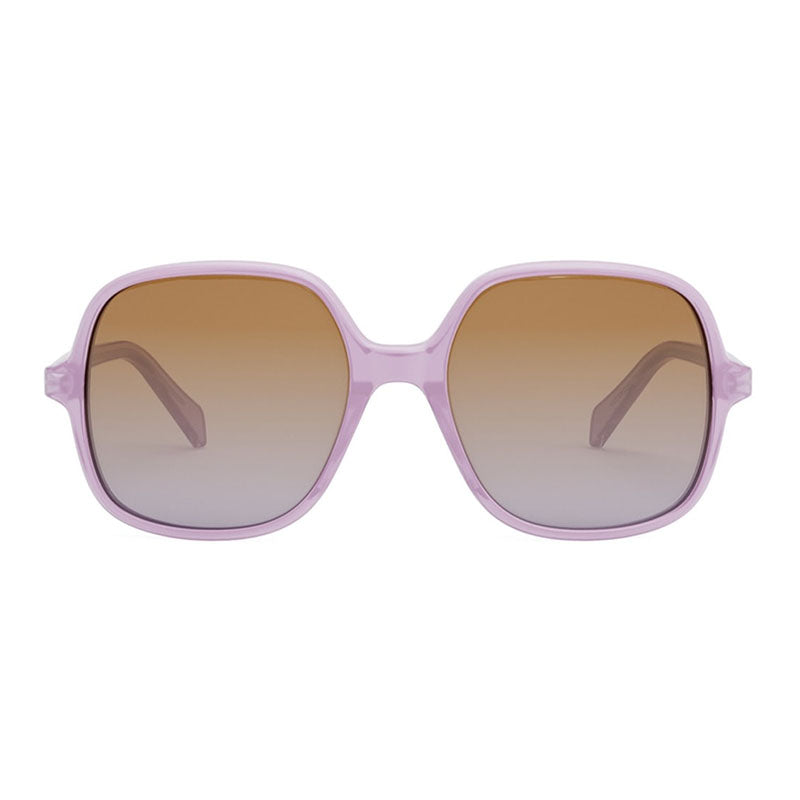 Celine Square Full Rim, with a Shiny Opal Lilac frame and Brown Gradient lens.