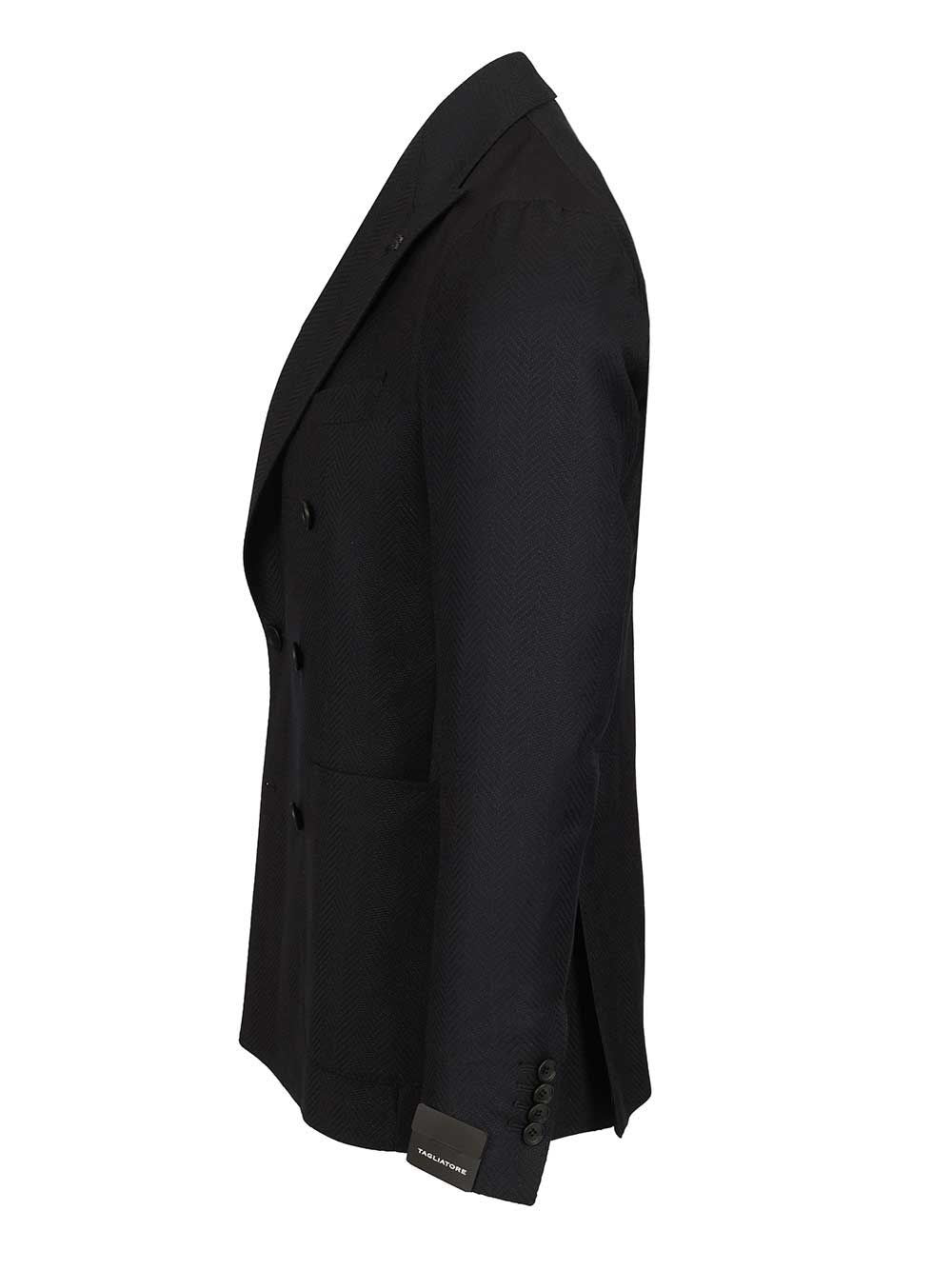 Tagliatore Tagliatore Men Double-Breasted Herringbone Fabric Blazer