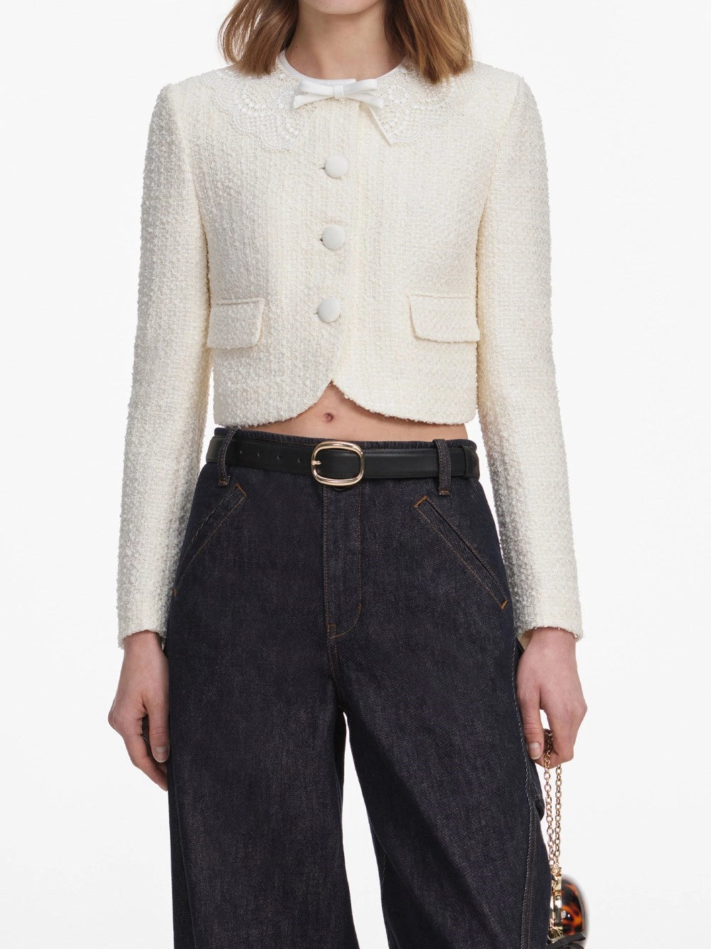 Self-portrait Self-Portrait Women Boucle Lace Collar Jacket