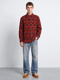 Dries Van Noten Men Printed Velvet Shirt