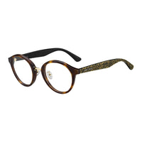 Jimmy Choo Eyeglasses Round Full Rim, Havana with Glitter Frame and Clear Demo Lens Lens JC197/F0OCY00