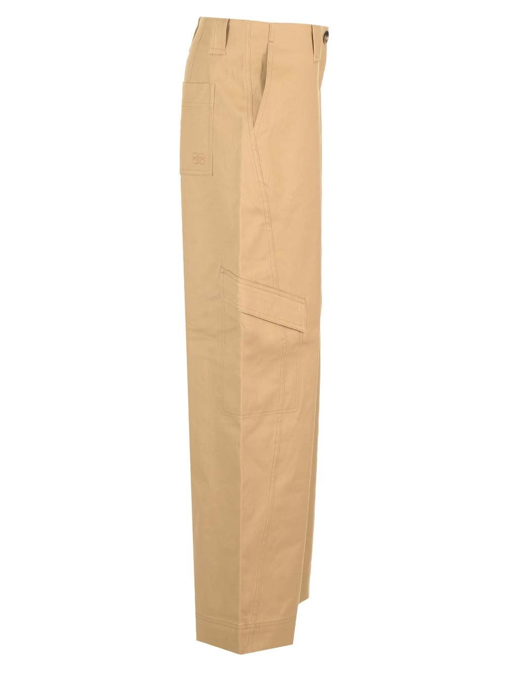 Ganni Women Cotton Canvas Cargo Trousers