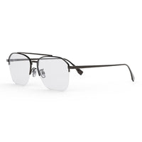 Fendi Fendi Eyeglasses Aviator Semi Rim, Dark Ruthenium Frame and Clear Demo Lenses Lens FE50033U012