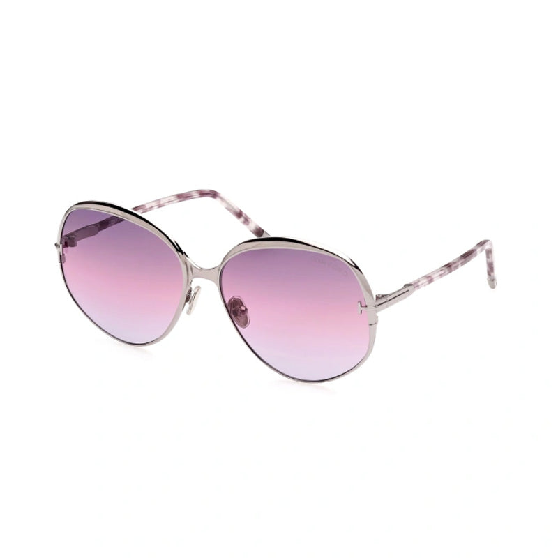 Tom Ford Sunglasses Round Full Rim, Ruthenium Frame and Violet Gradient Lens FT091314Z