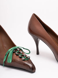 Prada Women Antiqued Leather Pumps