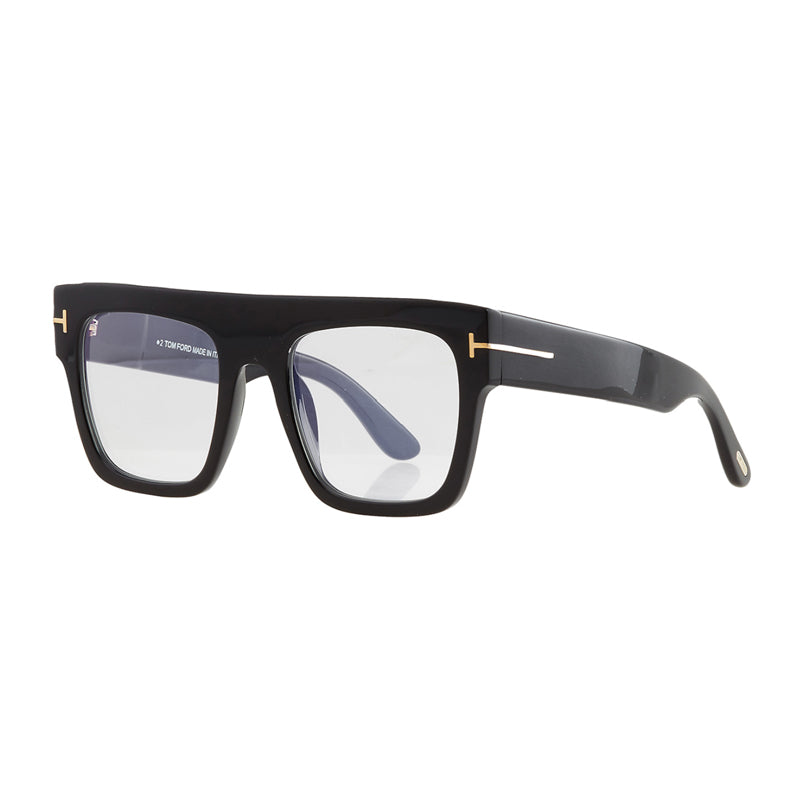 Tom Ford Tom Ford Eyeglasses Square Full Rim, Shiny Black Frame and Clear/Blue-Light Block Lenses Lens FT0847001