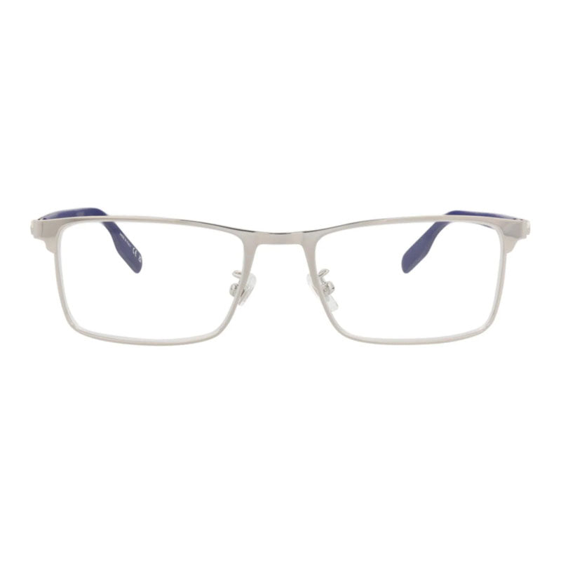 Montblanc Eyeglasses Rectangle Full Rim, Silver Frame and Clear Demo Lens Lens MB0187O002