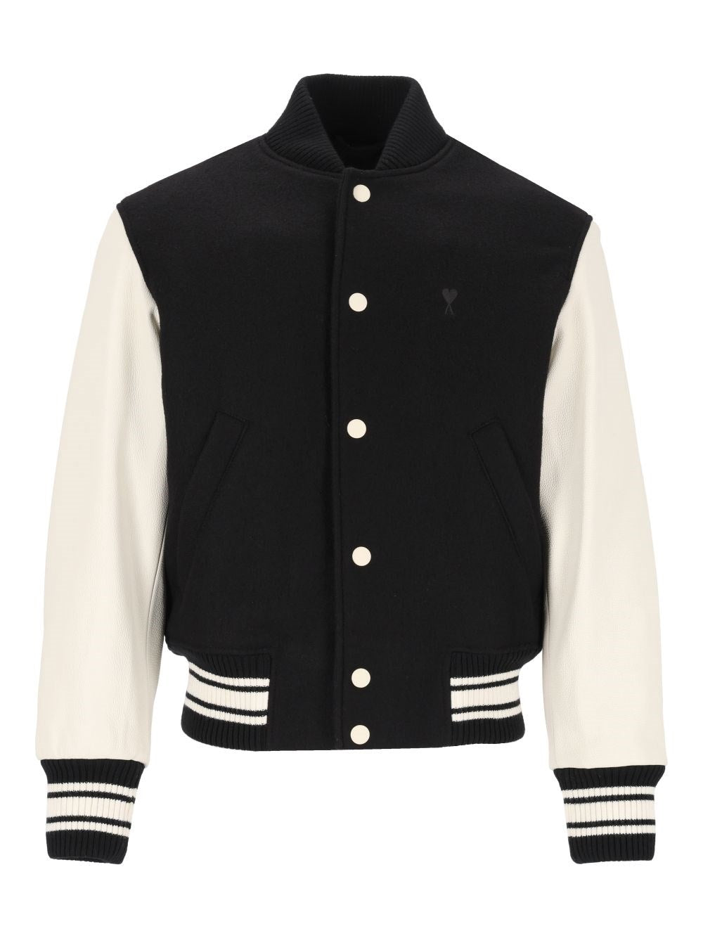 Ami Ami Men Padded Wool And Leather Teddy Jacket