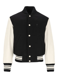 Ami Ami Men Padded Wool And Leather Teddy Jacket