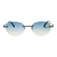 Palm Angels Sunglasses Oval Rimless, Gunmetal Frame and Blue Gradient Electric Lens PERI10HCRYSTAL1007