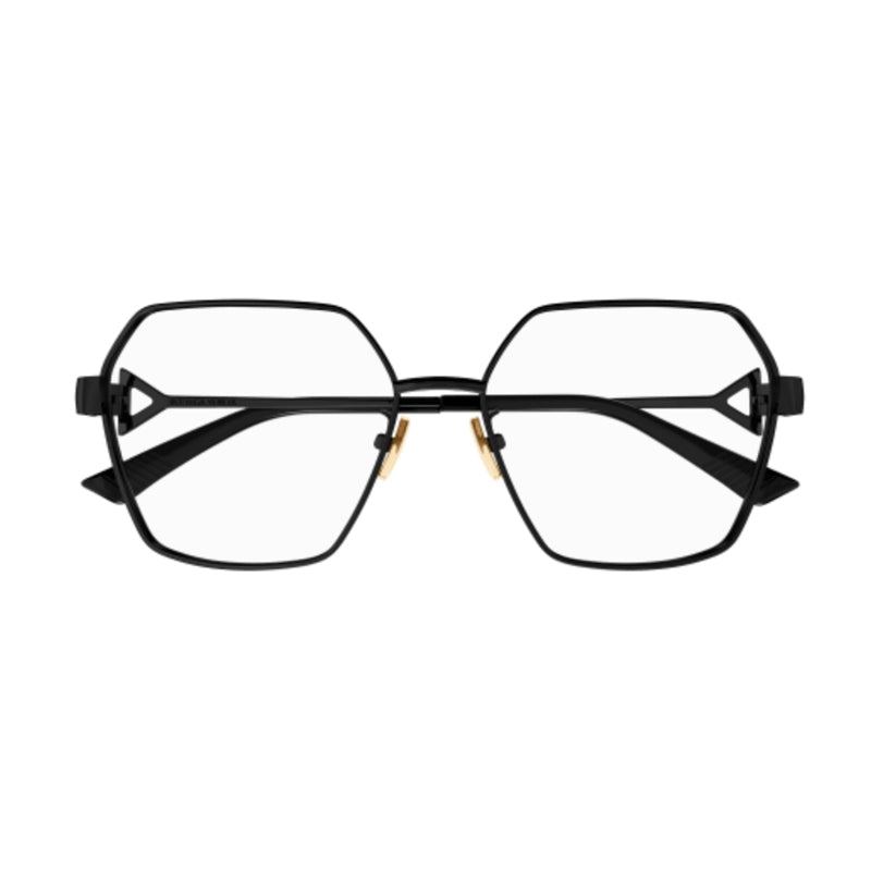 Bottega Veneta Eyeglasses Geometric Full Rim, Black Frame and Clear Demo Lenses Lens BV1224O001