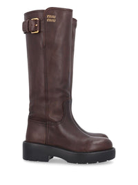 Miu Miu Miu Miu Women Leather Boots With Buckle