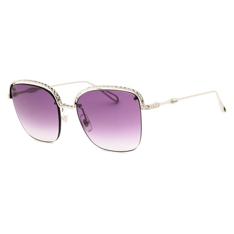Chopard Sunglasses Butterfly Semi Rim, Shiny Palladium Frame and Violet Gradient Lens SCHD45S0579