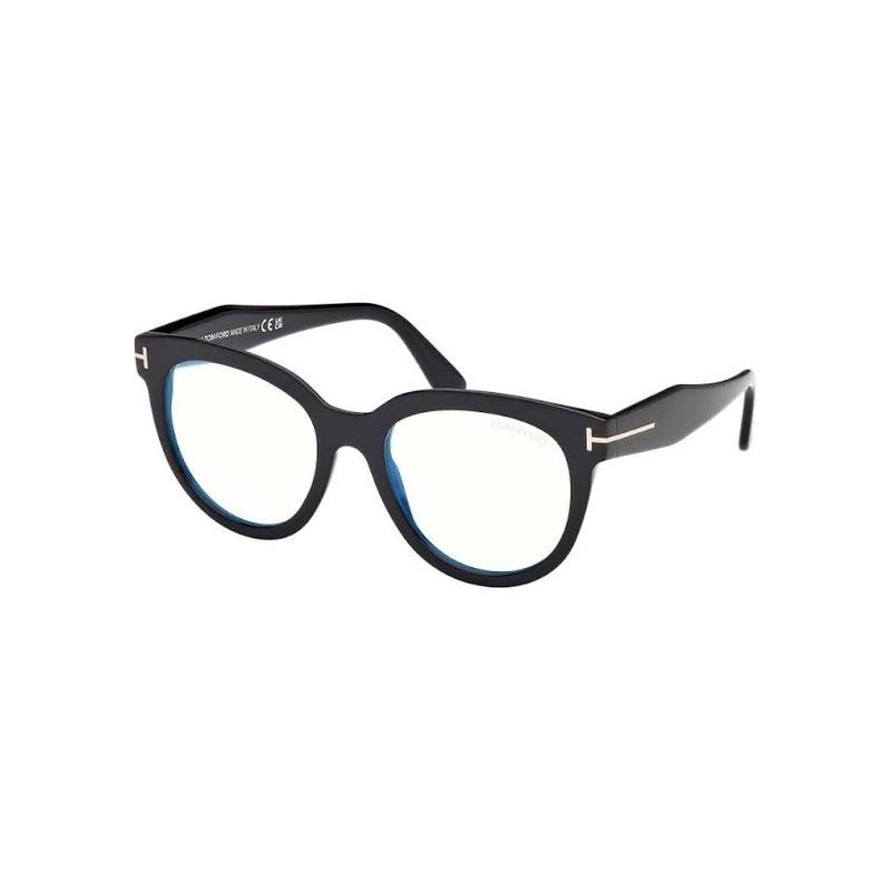 Tom Ford Tom Ford Eyeglasses Oval Full Rim, Shiny Black Frame and Clear/Blue-light Block Lenses Lens FT5987-B001