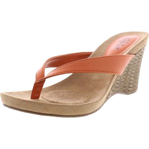 Chicklet Womens Thong Wedge Sandals