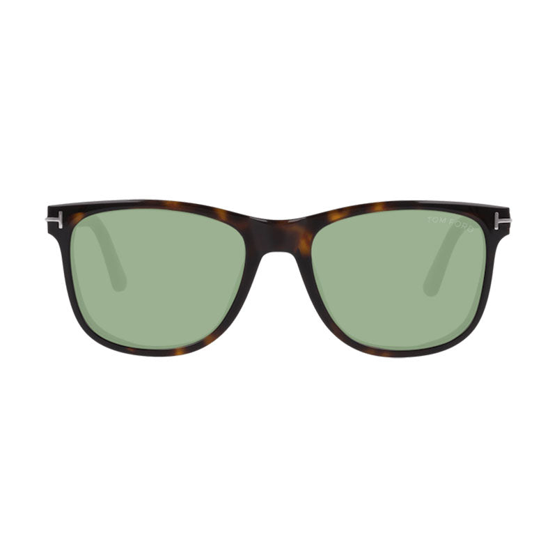 Tom Ford Tom Ford Sunglasses Square Full Rim, Dark Havana Frame and Green Lens FT110452N