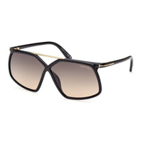 Tom Ford Tom Ford Sunglasses Geometric Full Rim, Shiny Black Frame and Smoke Gradient Lens FT103801B