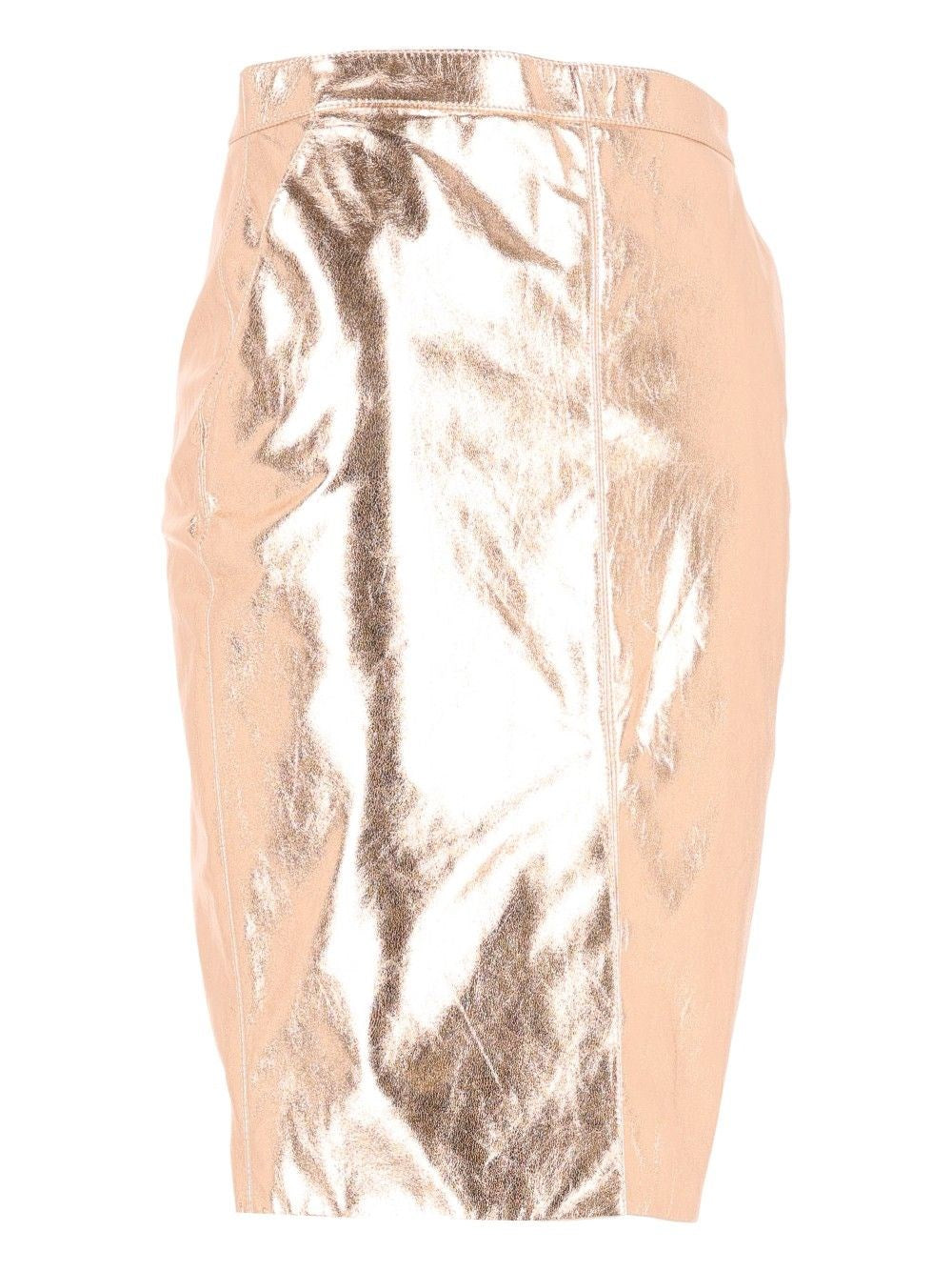 Saint Laurent Women Metallic Leather Pencil Skirt