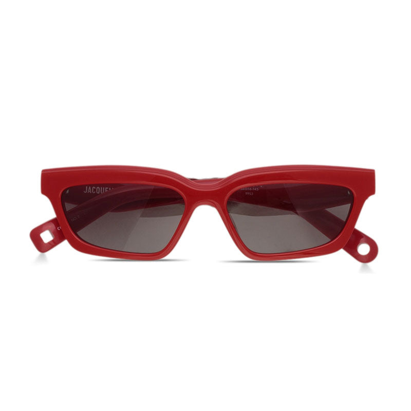 Jacquemus Sunglasses Rectangle Full Rim, Shiny Black Frame and Grey Lens JAC/62C1