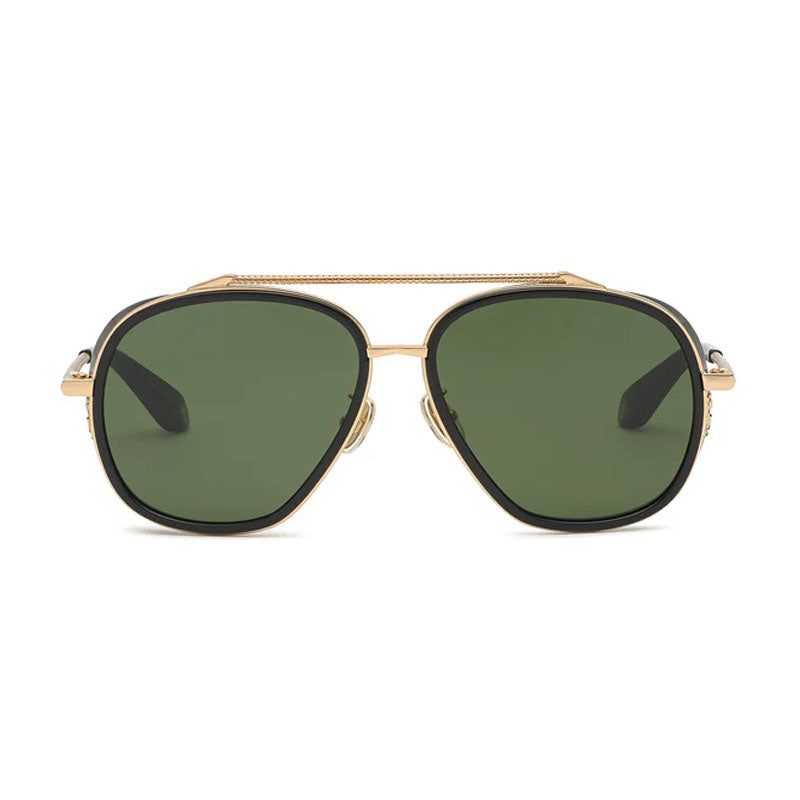 Roberto Cavalli Sunglasses Aviator Full Rim, Shiny Rose Gold Frame and Green Lens SRC008M0300