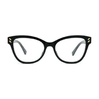 Stella McCartney Eyeglasses Cat Eye Full Rim, Shiny Black/Gold Frame and Clear Demo Lenses Lens SC50005I001
