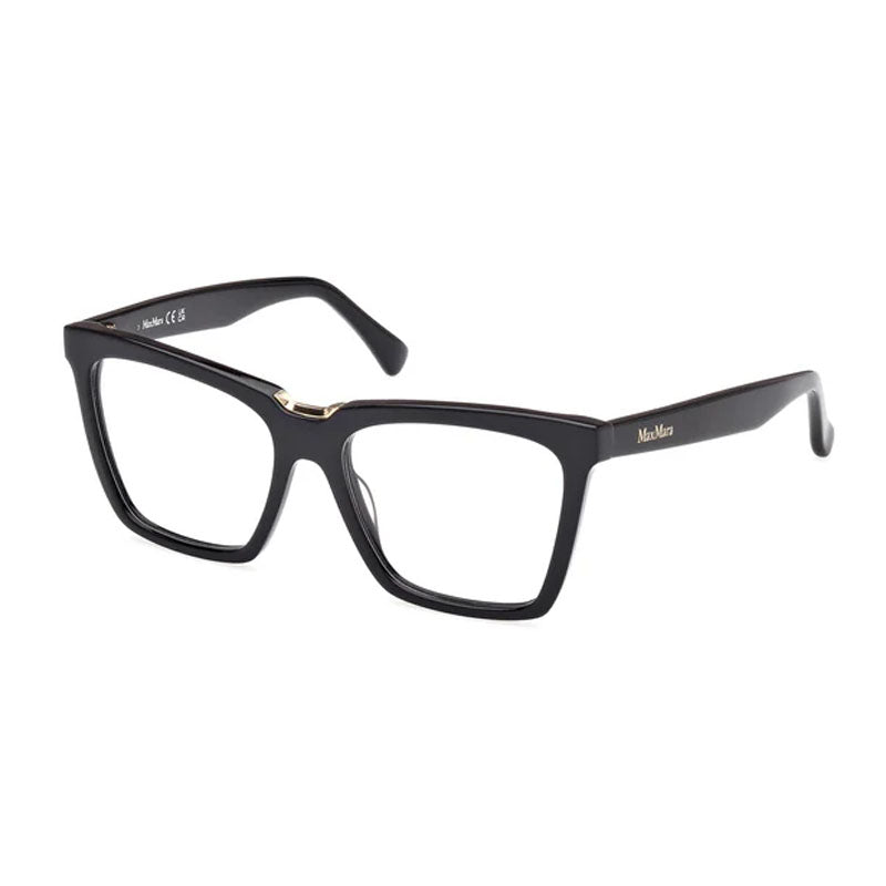 Max Mara Max Mara Eyeglasses Square Full Rim, Shiny Black Frame and Clear Demo Lenses Lens MM5111001