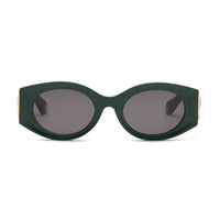 Roberto Cavalli Sunglasses Oval Full Rim, Shiny Green Frame and Grey Lens SRC0640D80