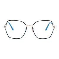 Tom Ford Eyeglasses Butterfly Full Rim, Shiny Light Ruthenium Frame and Blue Light Block Lenses Lens FT5876-B014