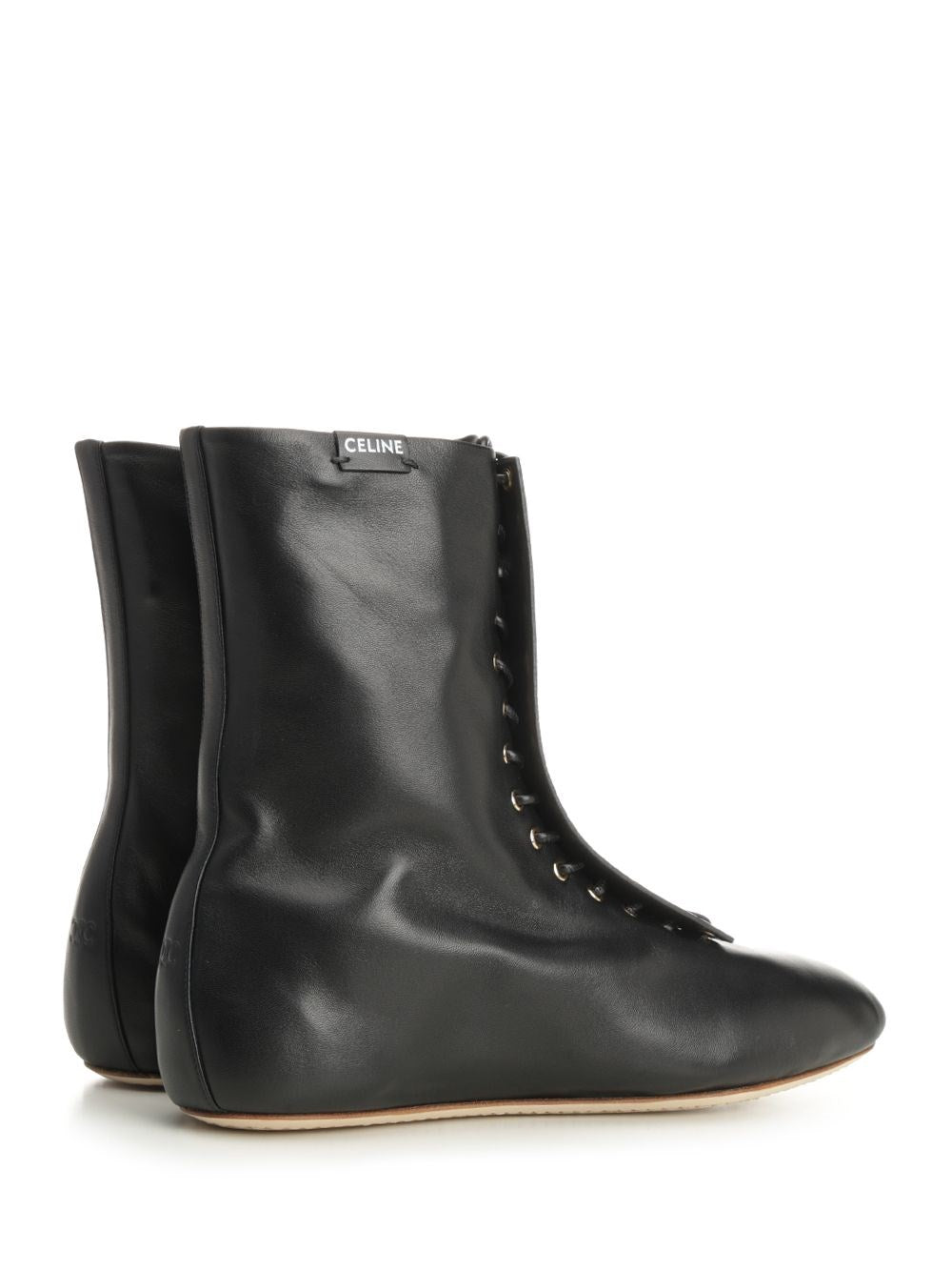 Celine Celine Women Lace-Up Leather Boot