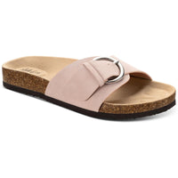 Elisaa Womens Faux Leather Footbed Slide Sandals 8 Medium Blush Nubuck
