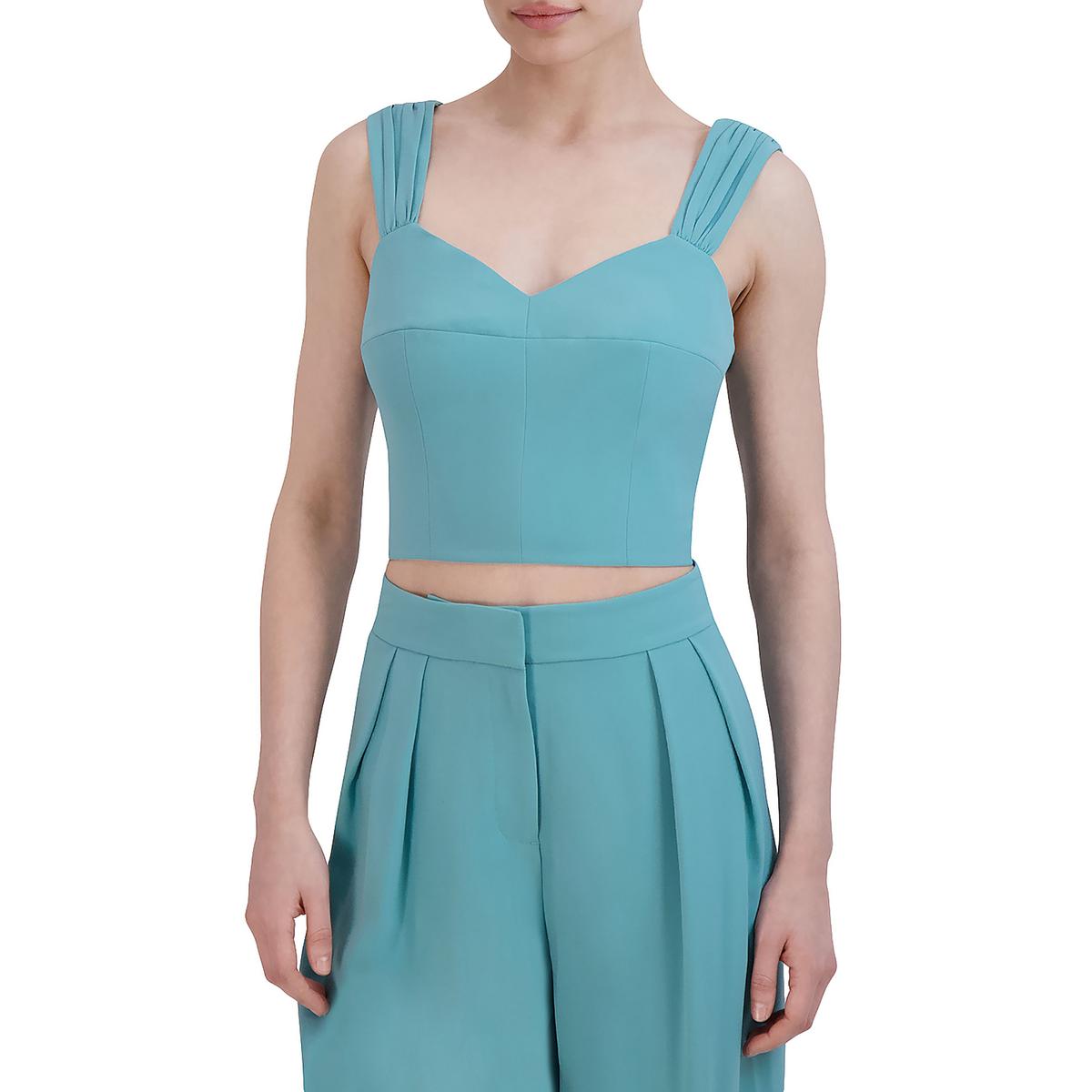 Womens Solid Sweetheart Neckline Cropped