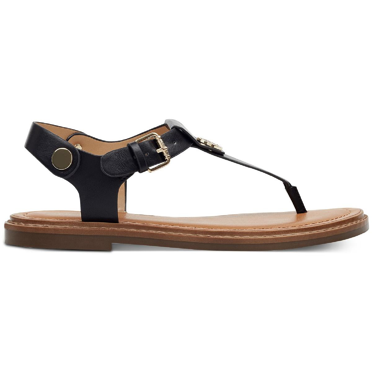 Bennia Womens Embellished Faux Leather Thong Sandals
