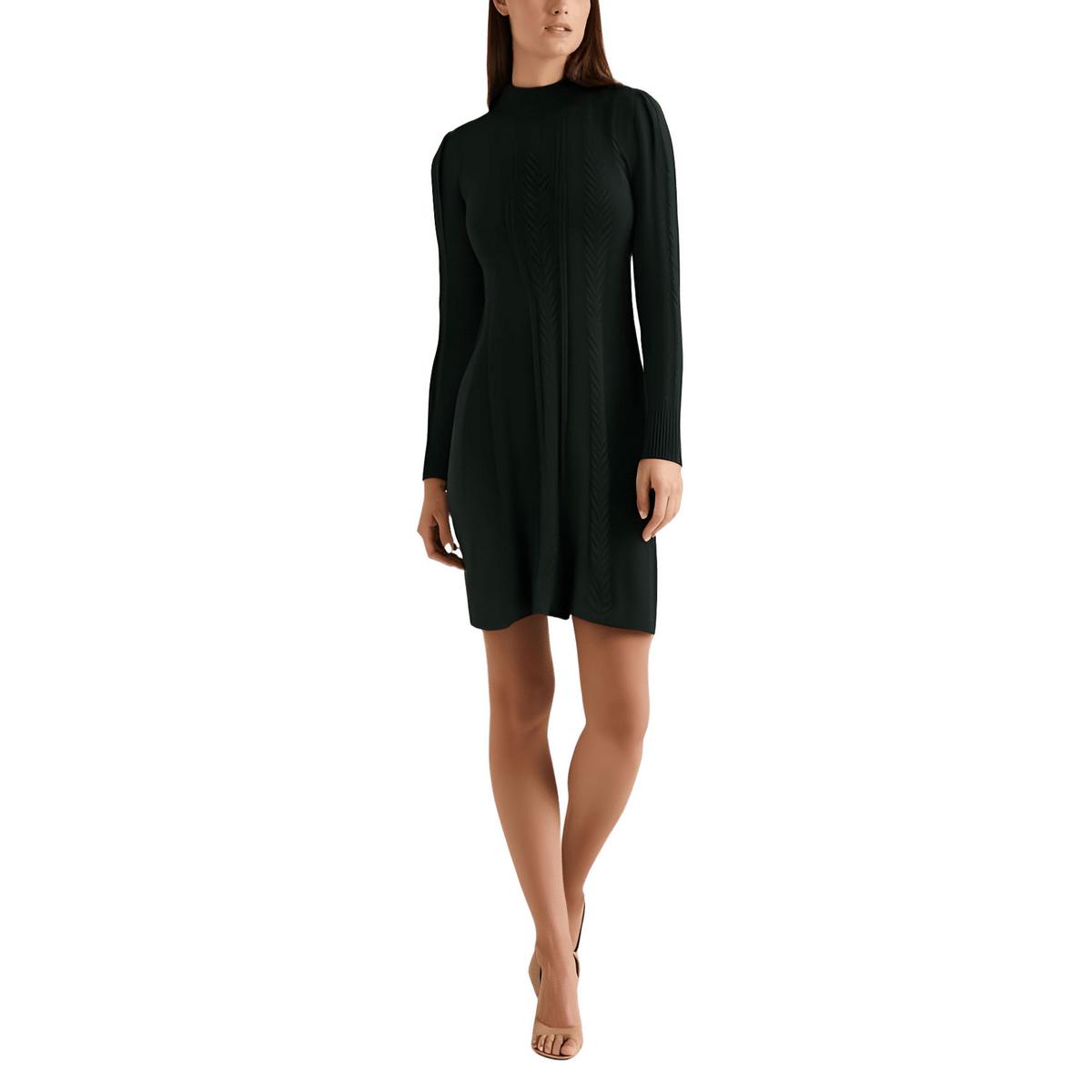 Petites Womens Textured Acrylic Sweaterdress