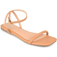 Veena Womens Solid Manmade Ankle Strap Mocha