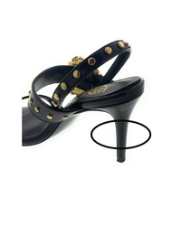 Defective/Store Return Versace Jeans Couture Womens Oversized Buckle Black Heeled Sandals-EU37