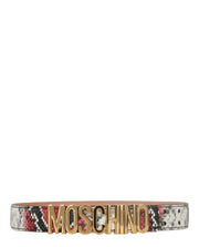 Moschino Womens Logo Lettering Python-Print Belt
