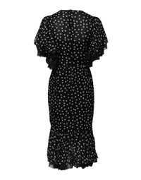 Dolce & Gabbana Black White Lace Polka Dot Chiffon Women's Dress