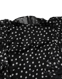 Dolce & Gabbana Black White Lace Polka Dot Chiffon Women's Dress